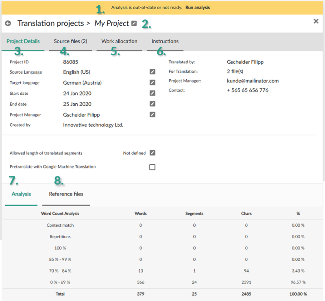 The Project Preparation UI