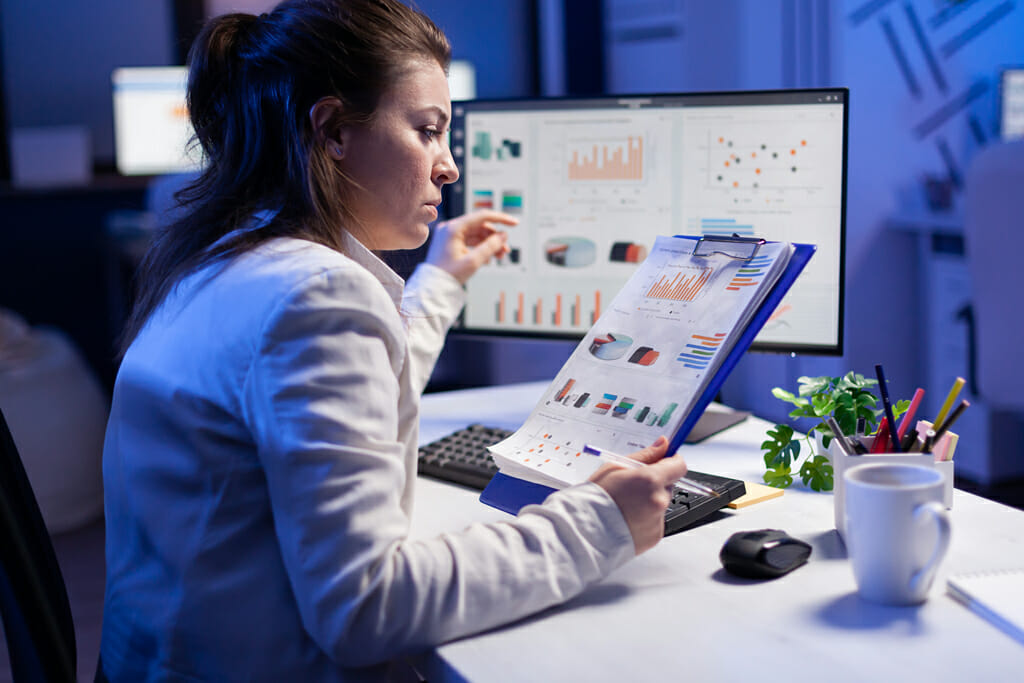 A Girl Checking Their Reviews on Computer